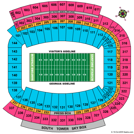 Sanford Stadium Seating Chart | Sanford Stadium | Athens, Georgia